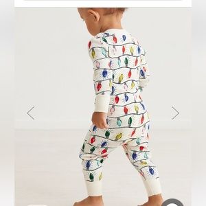 Hanna Andersson bright bulbs Christmas lights zip pajama one piece 50 0-3 mos